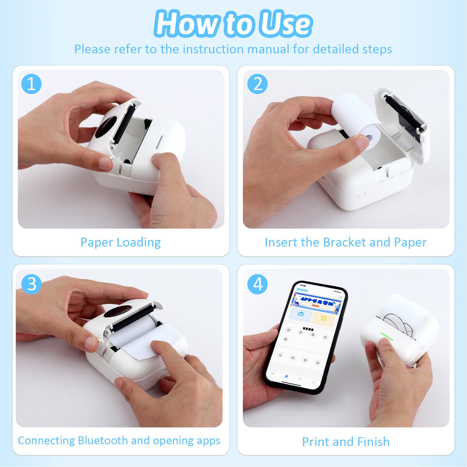 휴대용 열전사 프린터, 열전사 용지 10롤 포함, 미니 - Thermal Printer 리뷰 및 가격